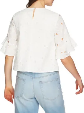 1. STATE Ruffled Sleeve Eyelet Top