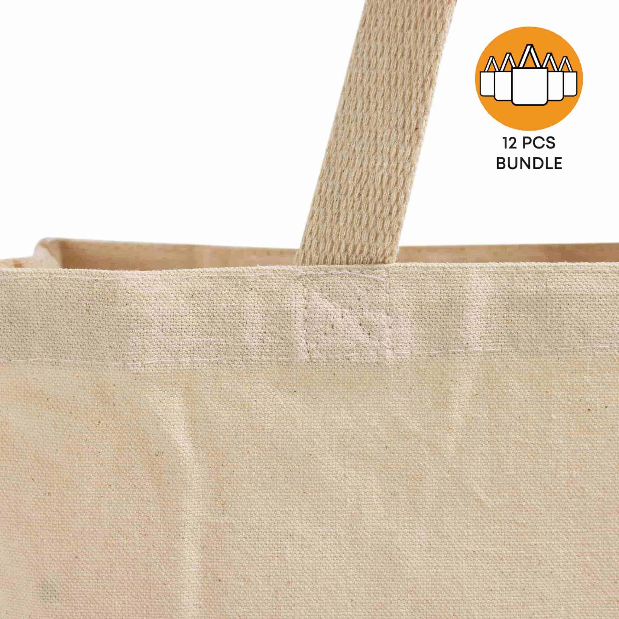 12 ct Full Gusset Heavy Canvas Affordable Horizontal Tote Bags - By Dozen