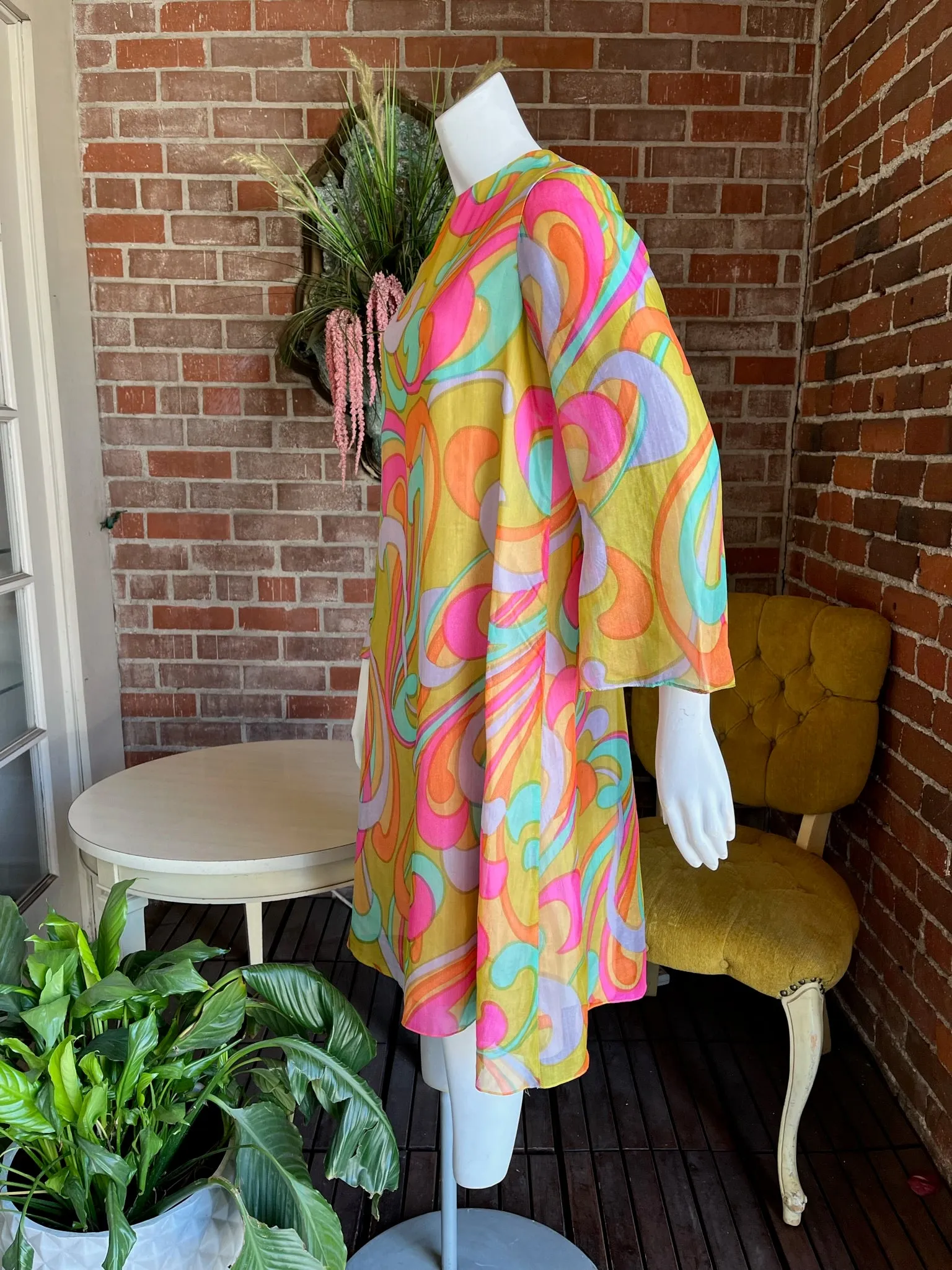 1960s Chiffon Pastel Dress