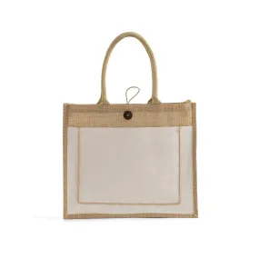 48 ct Milan Jute Tote Bags with Canvas Front Pocket - By Case