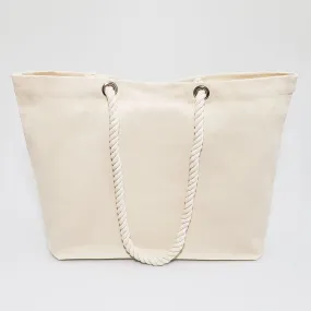 6 ct Large Canvas Beach Tote Bag with Fancy Rope Handles - By Bundle