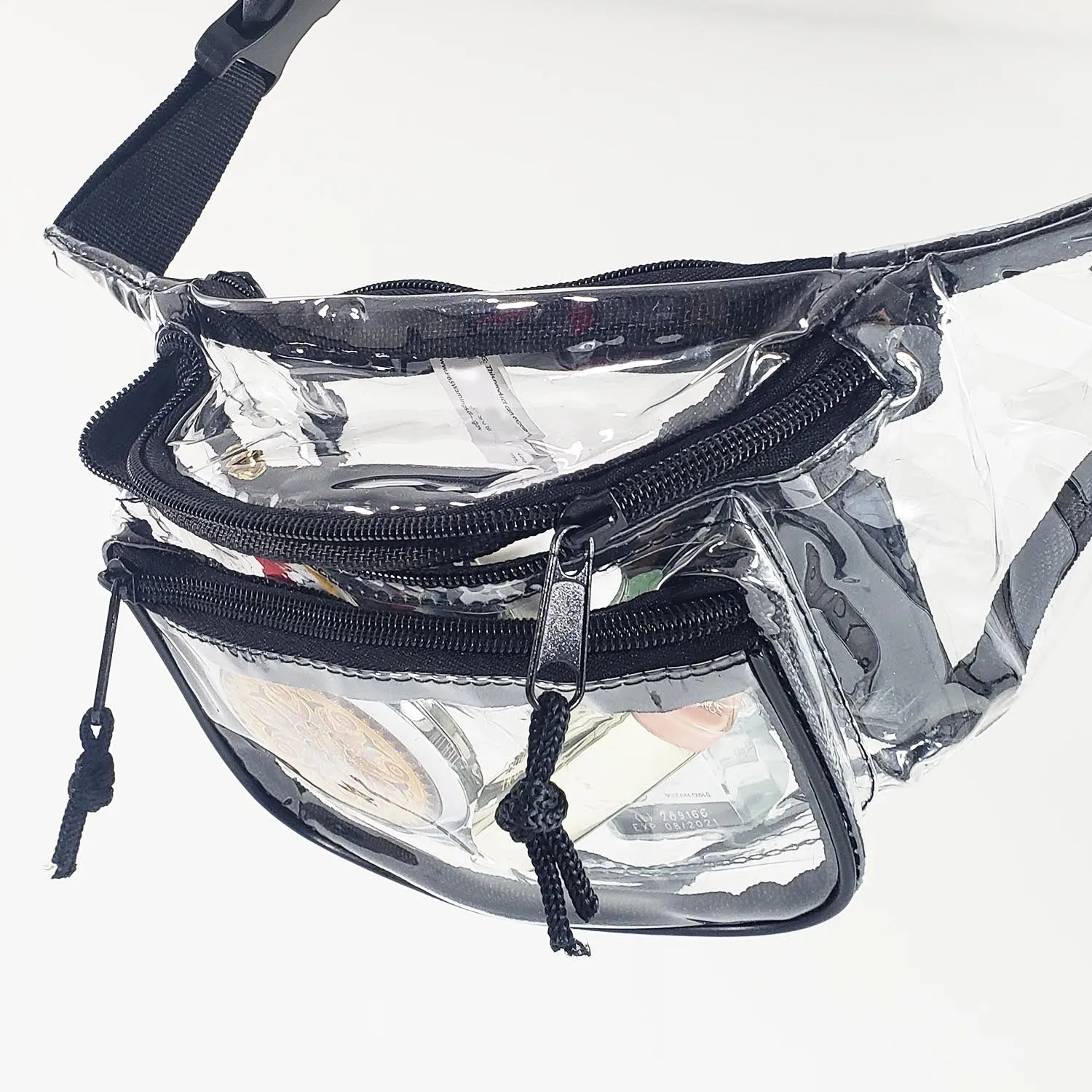 72 ct Three Zipper Clear Fanny Pack - By Case