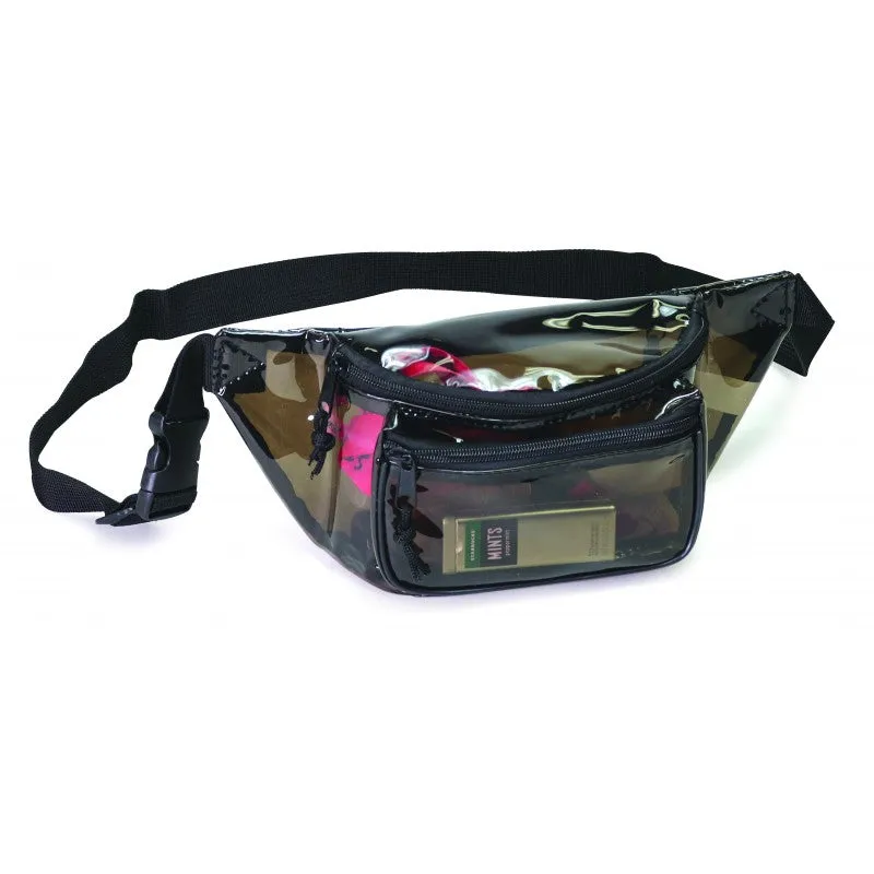 72 ct Three Zipper Clear Fanny Pack - By Case