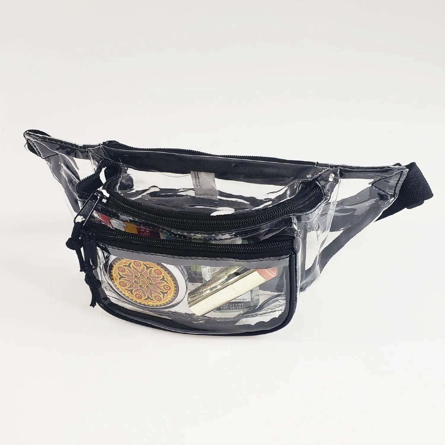 72 ct Three Zipper Clear Fanny Pack - By Case