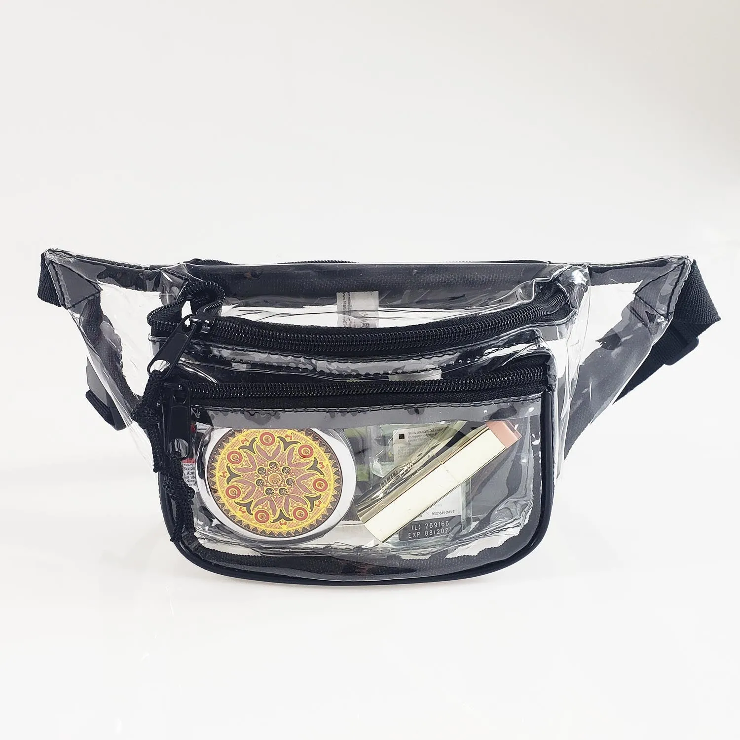 72 ct Three Zipper Clear Fanny Pack - By Case