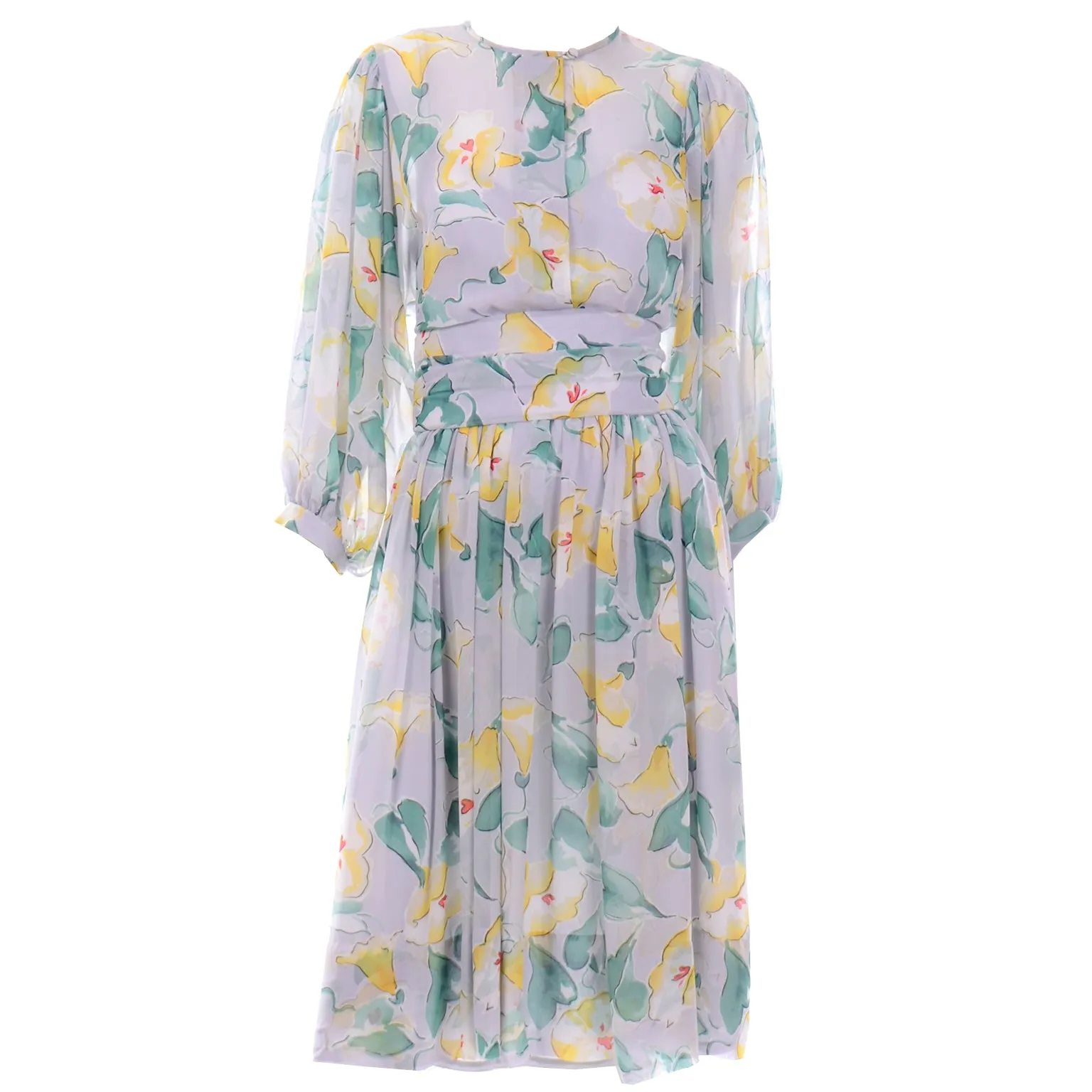 Albert Nipon Vintage Abstract Pastel Floral Dress