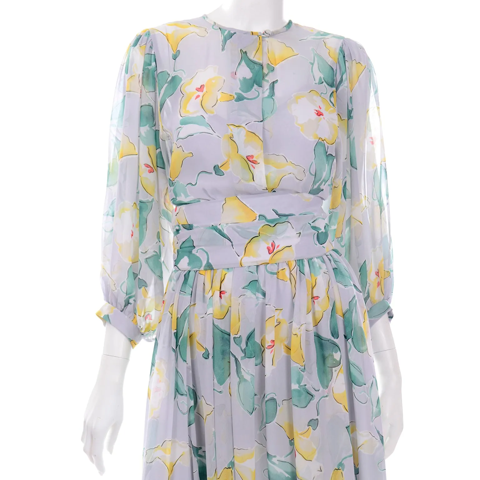 Albert Nipon Vintage Abstract Pastel Floral Dress