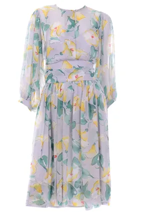 Albert Nipon Vintage Abstract Pastel Floral Dress