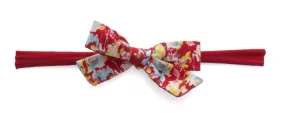 Baby Bling Red Floral Cotton Bow Skinny Headband