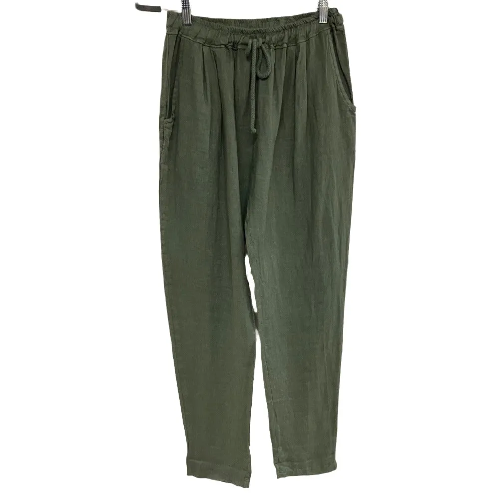 BEYOND CAPRI Straight Leg Linen Pant