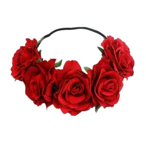 Bohemian Romance Rose Headband-Bride or Bridesmaids Hair Wreath