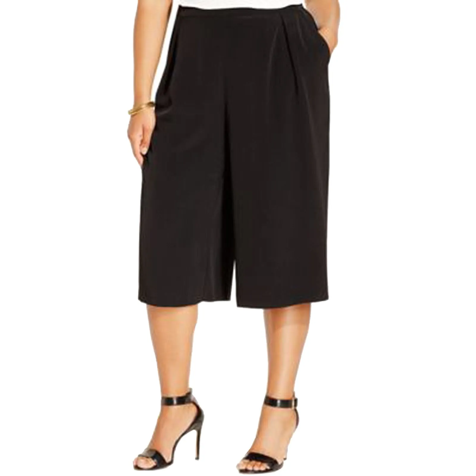 Calvin Klein Black Side Zip Gaucho Pants Plus Size