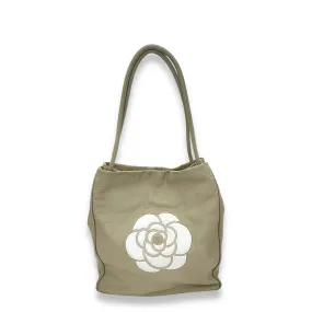 Camellia Embossed Beige Tote Bag in Lambskin