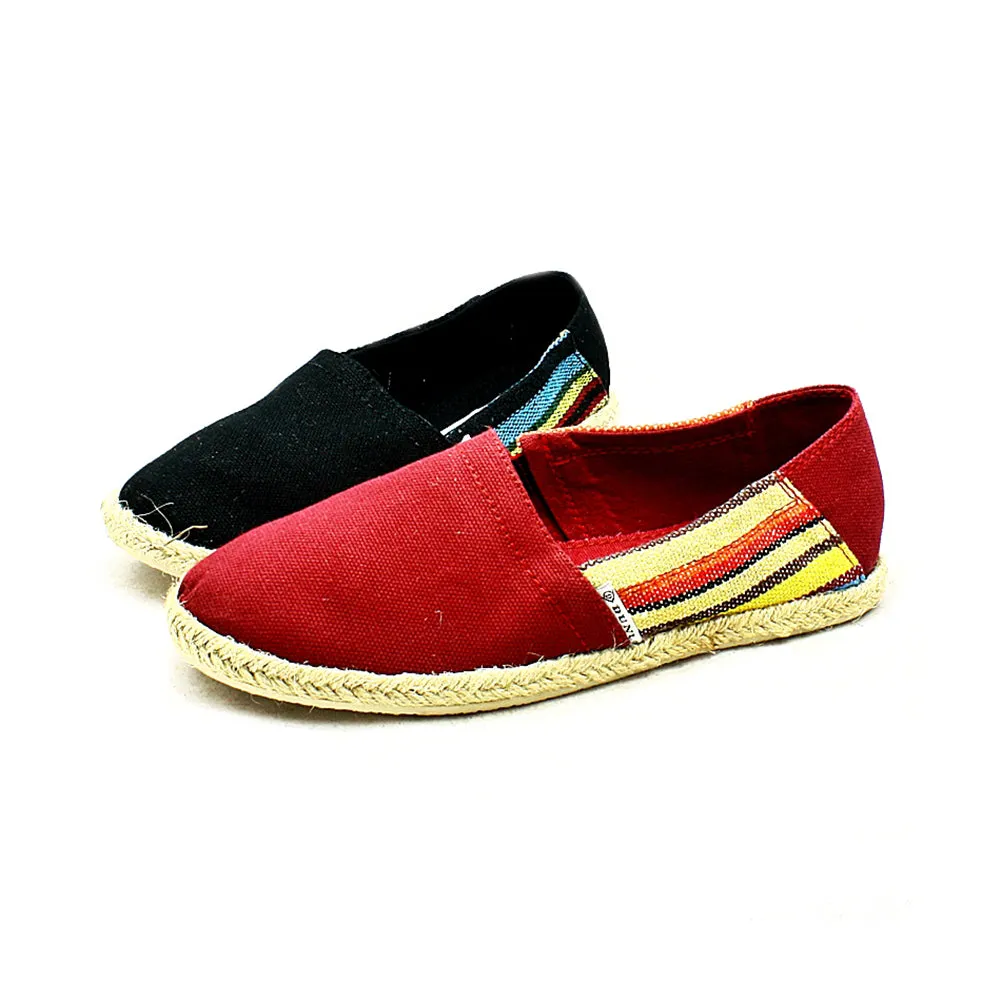 Canvas espadrilles / pumps with side stripes