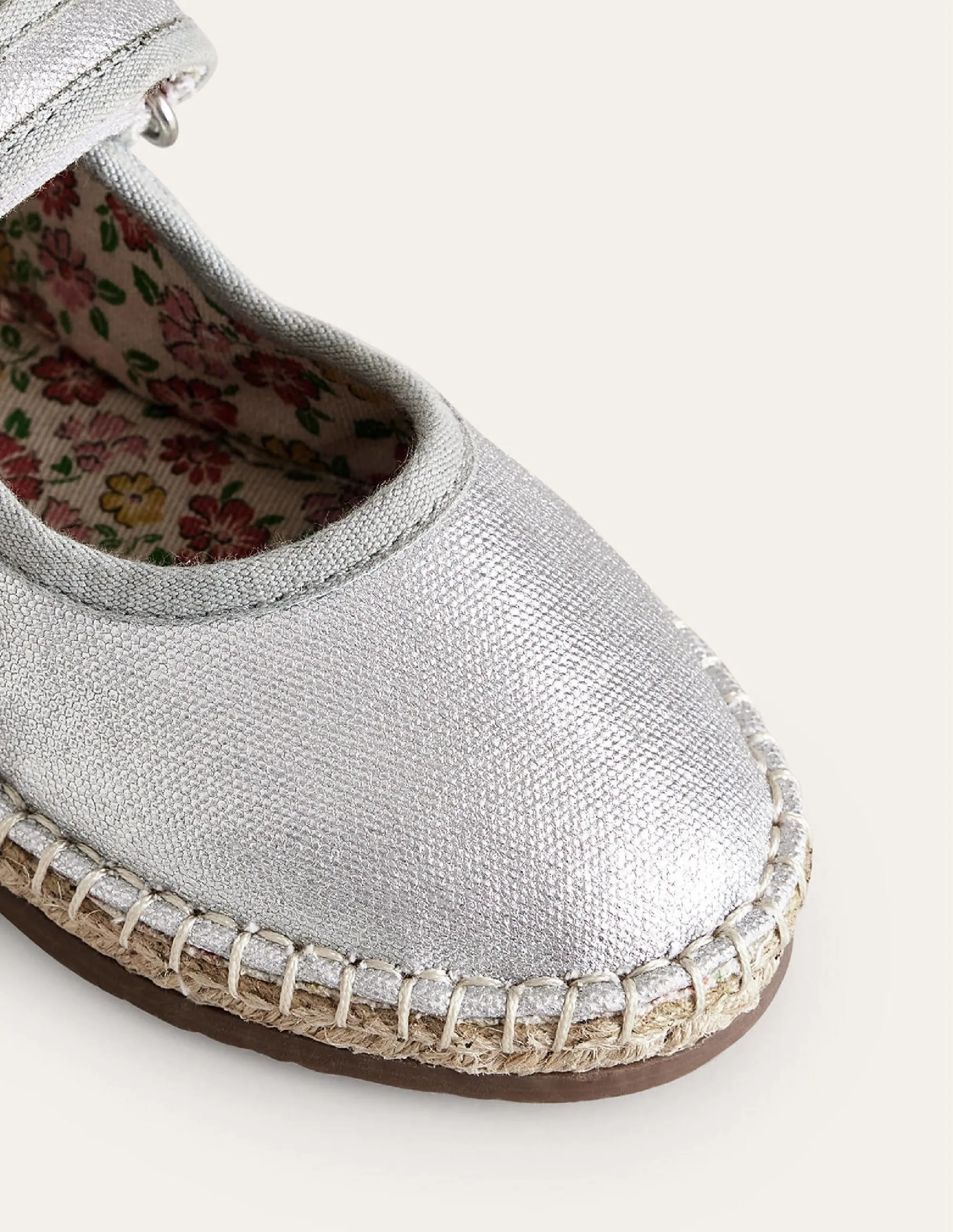 Canvas Trim Espadrilles-Metallic Silver