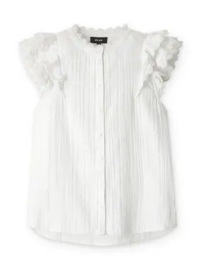 Cheesecloth ruffle sleeveless blouse