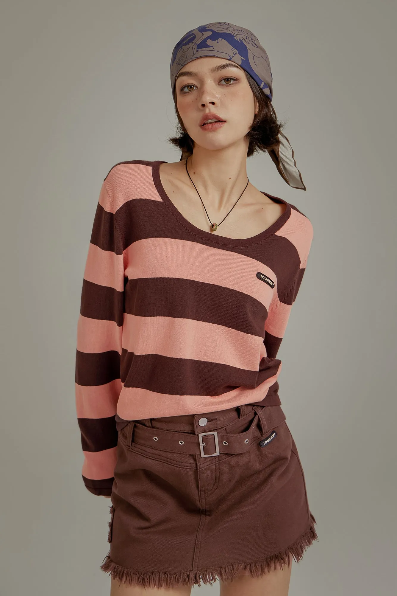 Color Stripe Knit Sweater