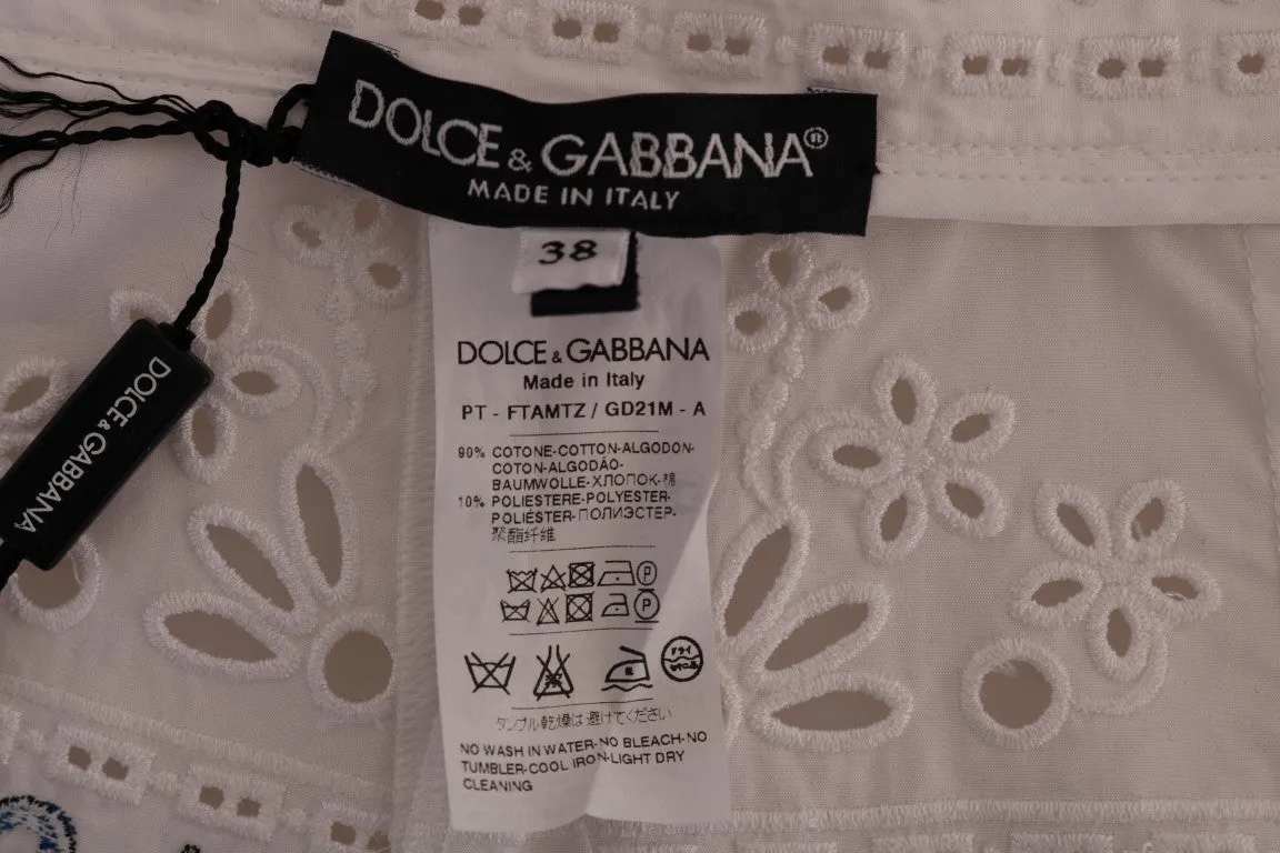 Dolce & Gabbana Mulicolor Majolica Cutout Capri Pants