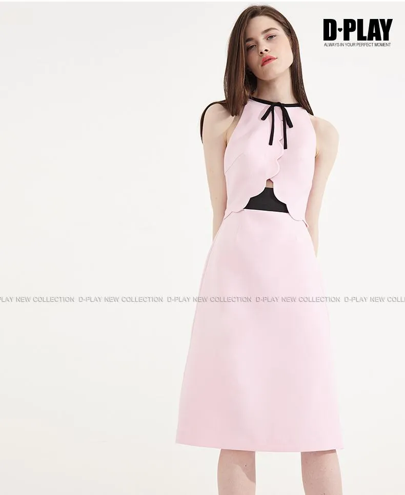 FINAL SALE Cherry blossom sleeveless high waist pastel pink bridesmaids wedding guest dress- peita