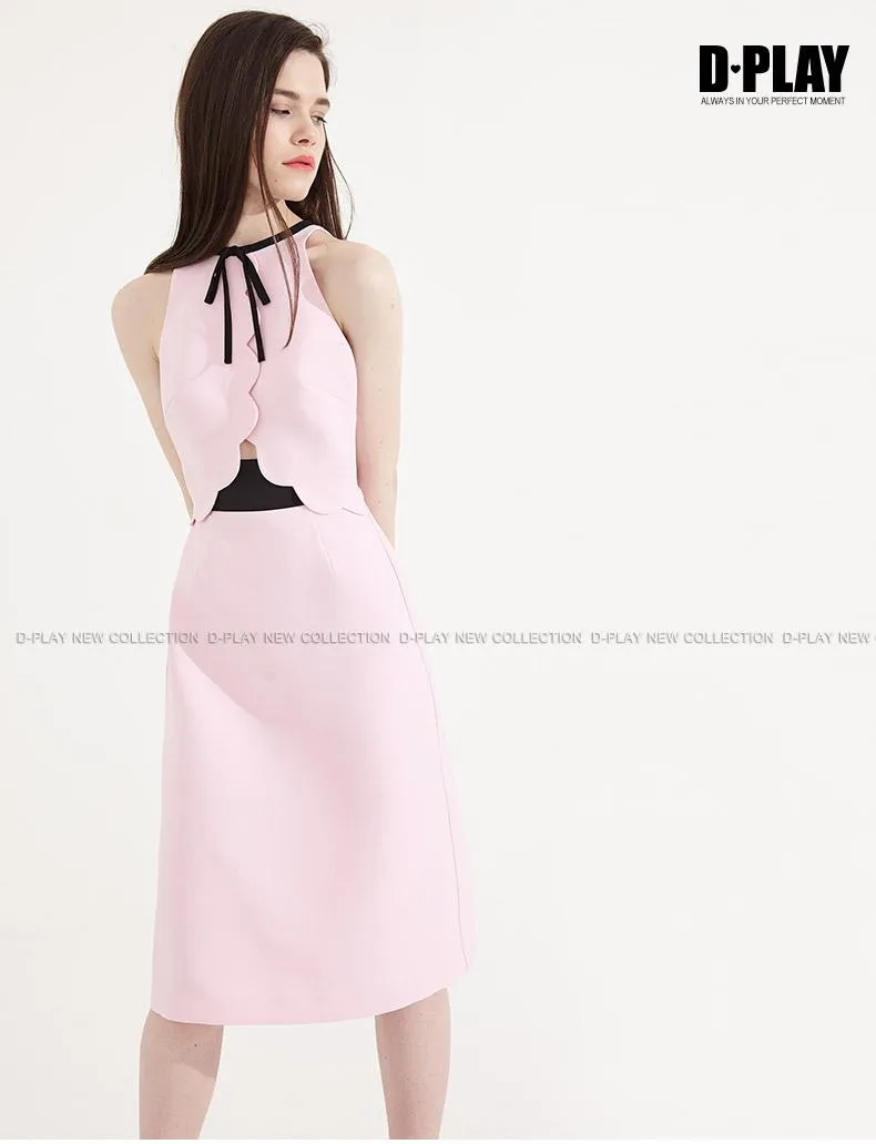 FINAL SALE Cherry blossom sleeveless high waist pastel pink bridesmaids wedding guest dress- peita