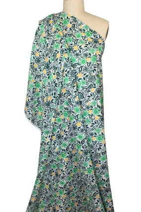 Floral Cotton Lawn - Greens/Yellow/White