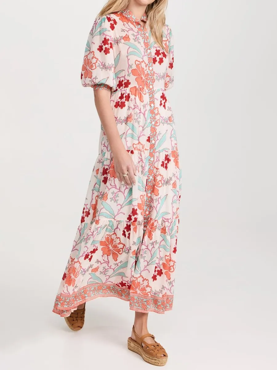 Floral Print Button Up Maxi Dress