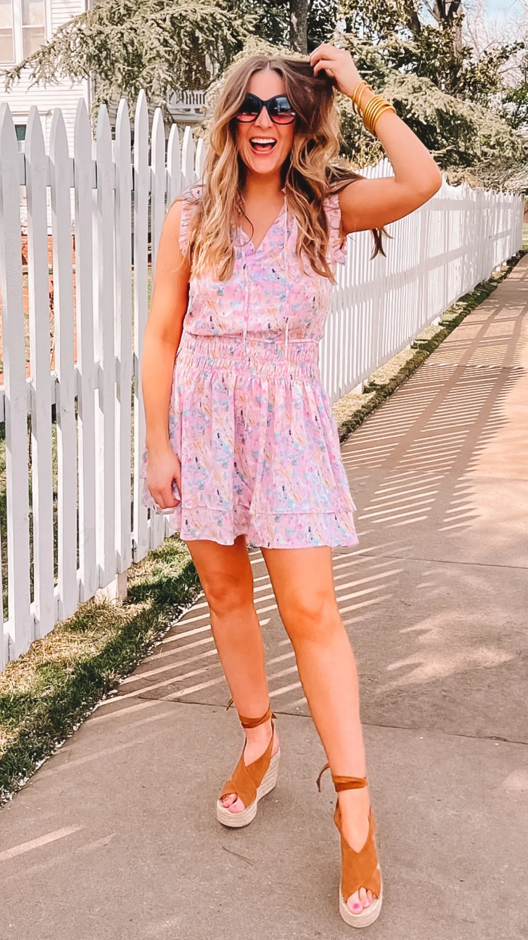 floral print satin mini dress - pink