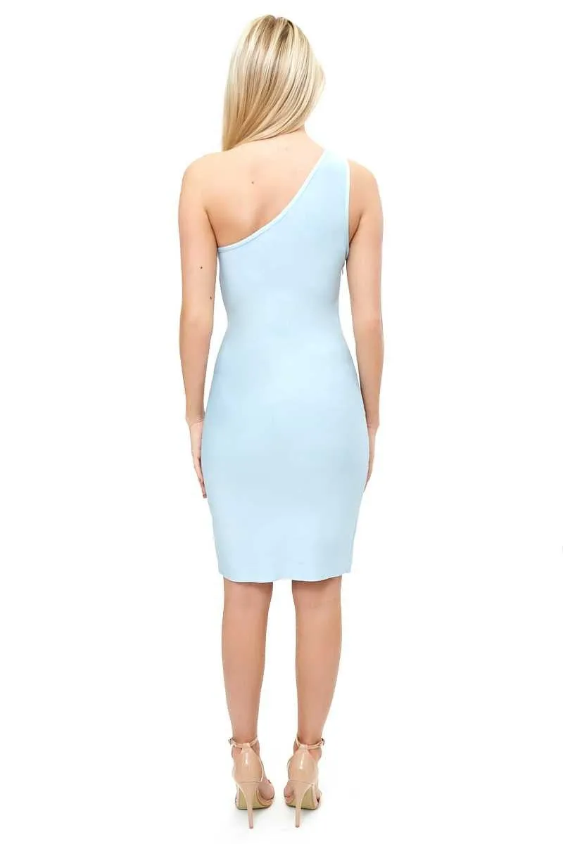 Freya - Baby Blue One Shoulder Bandage Dress