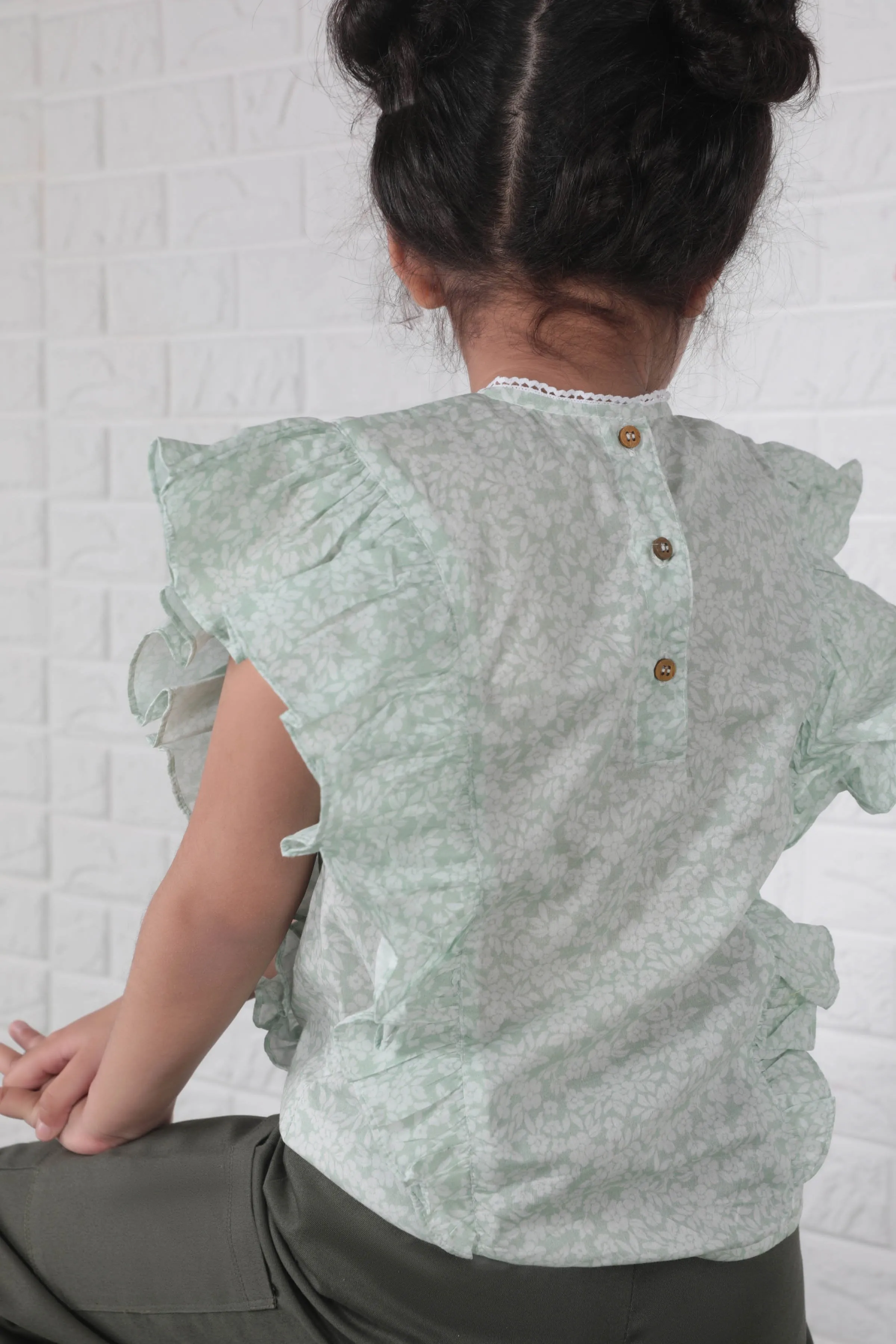 Green Ruffled Blouse