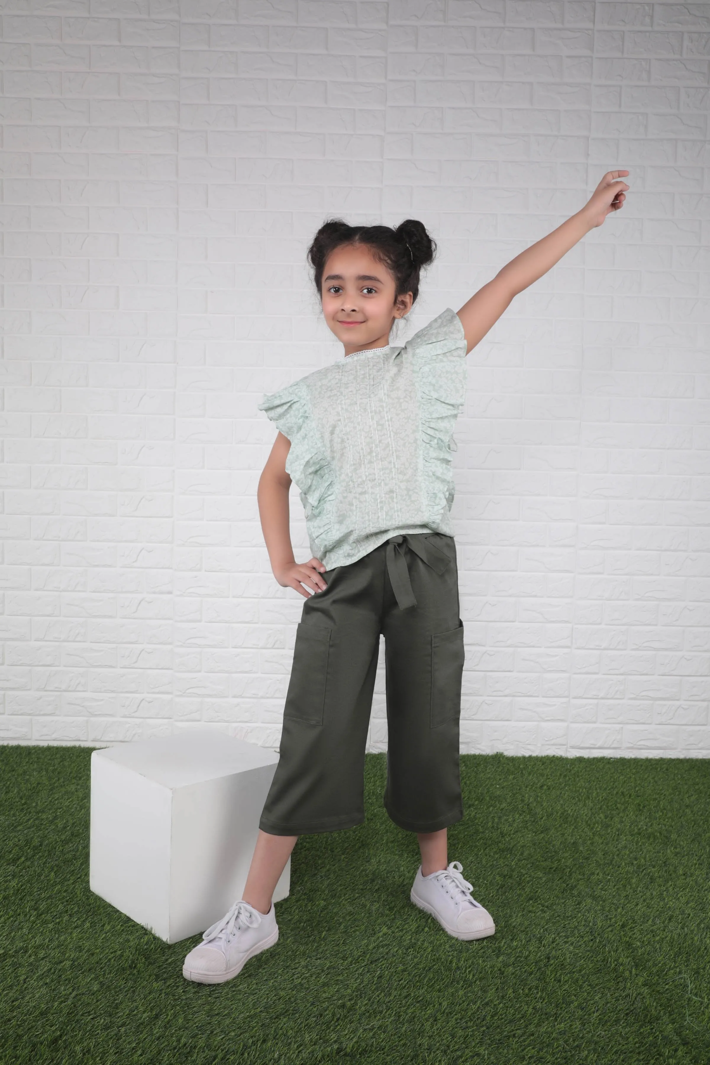 Green Ruffled Blouse