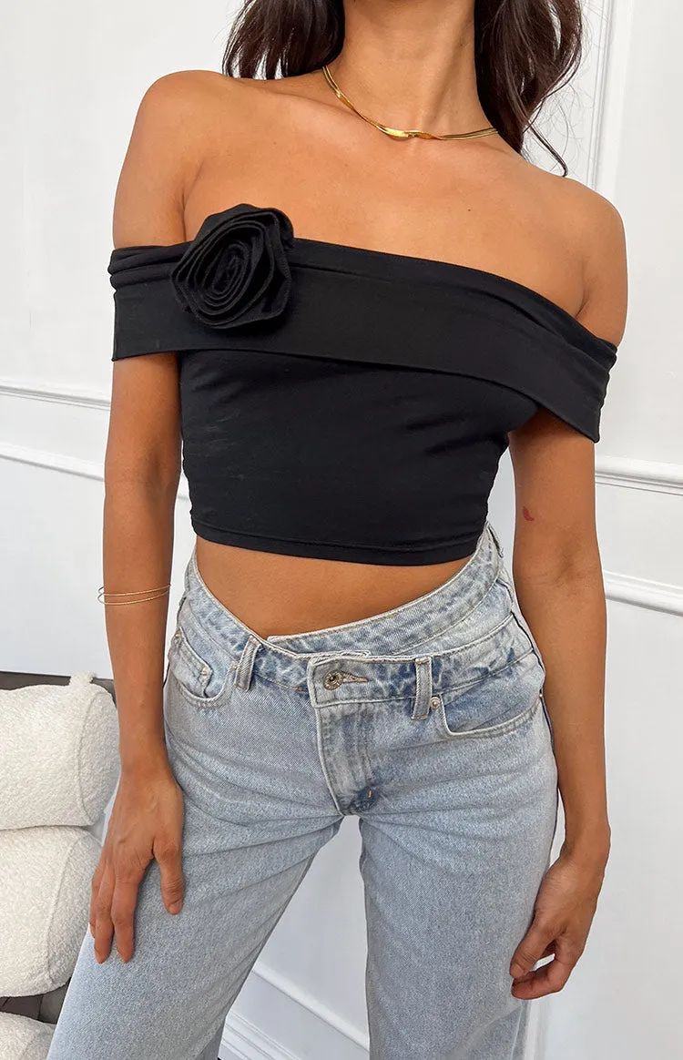 Hadley Off The Shoulder Rose Crop Top