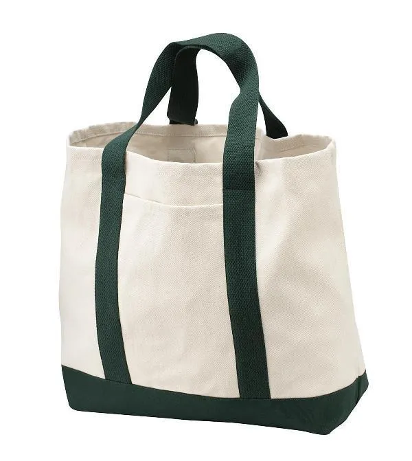 Heavy Canvas Twill Two Tone Shopping Tote Bag - TF285