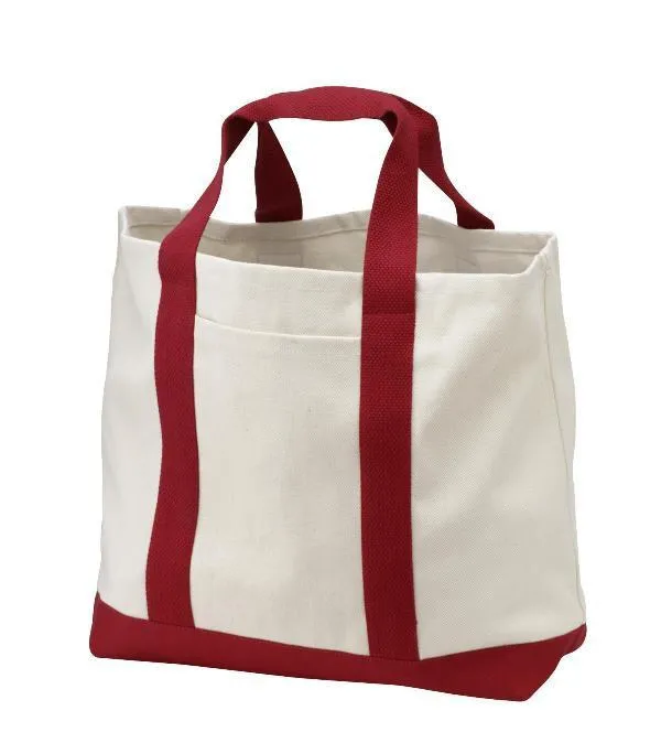 Heavy Canvas Twill Two Tone Shopping Tote Bag - TF285