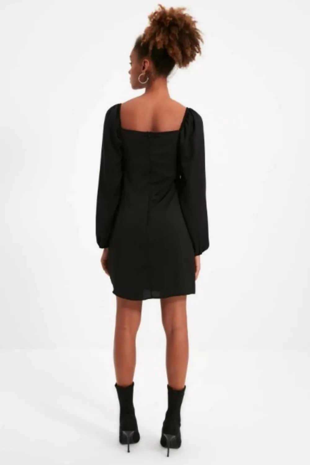 Hey Square Neckline Full Sleeve Black Dress