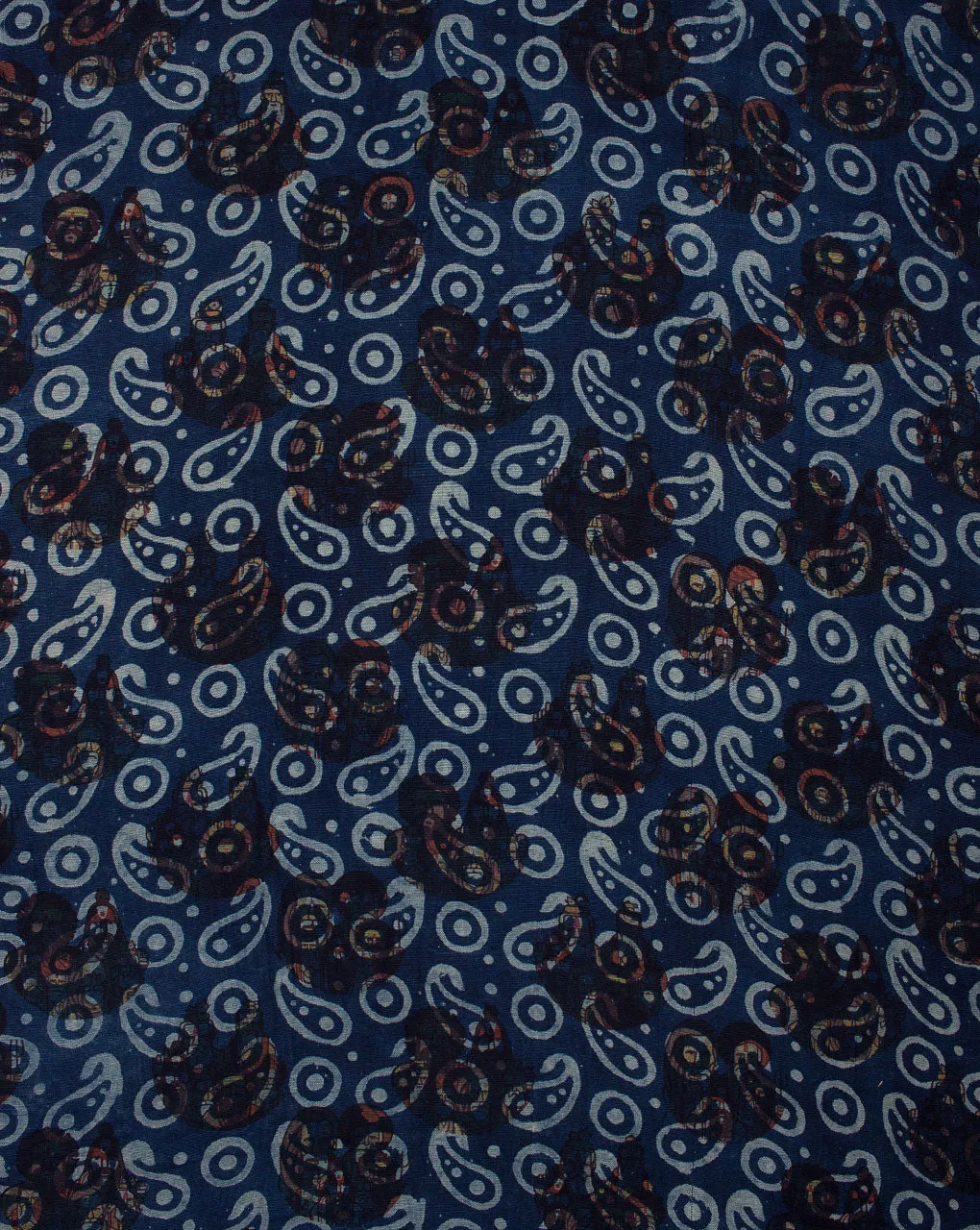 Indigo Hand Block Flex Rayon Fabric