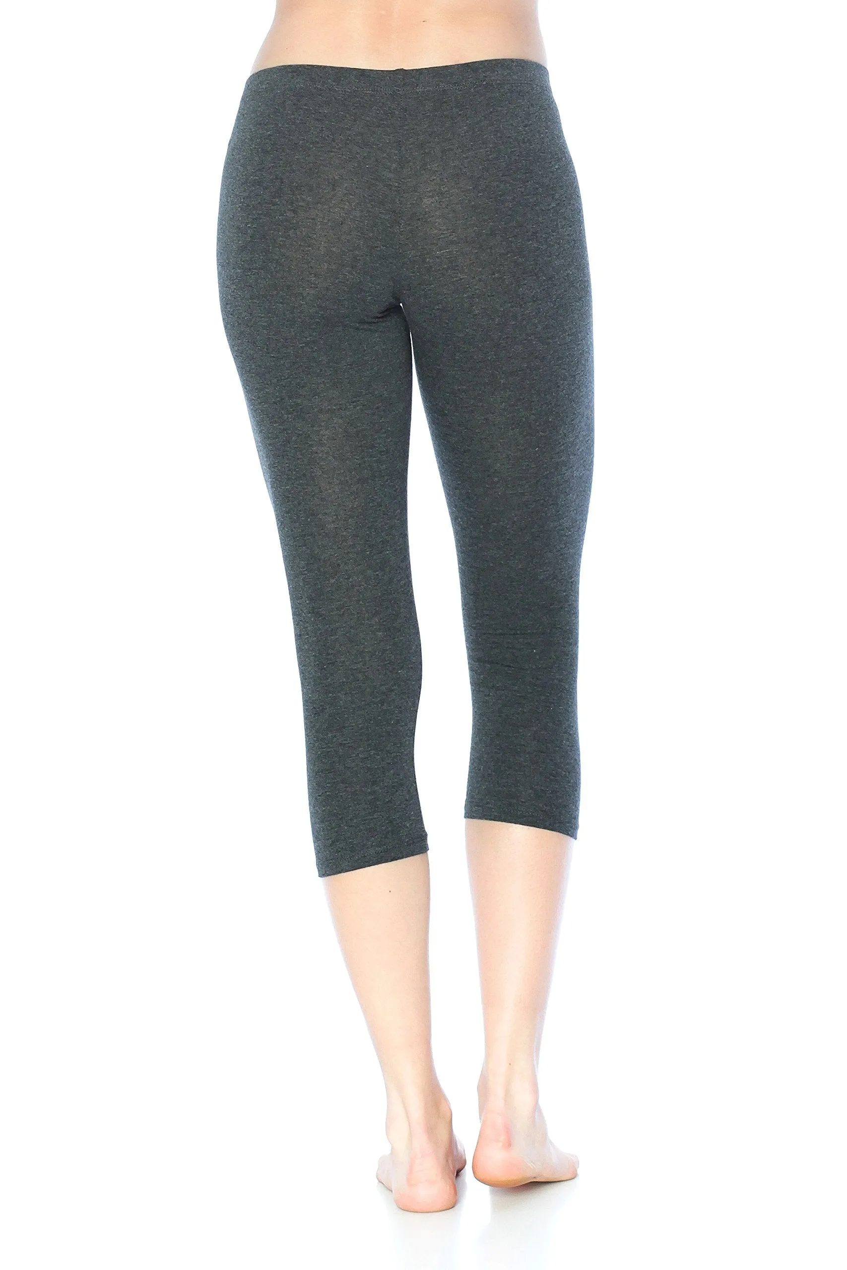 Khanomak Stretch Cotton Capri Crop Seamed Leggings Tights