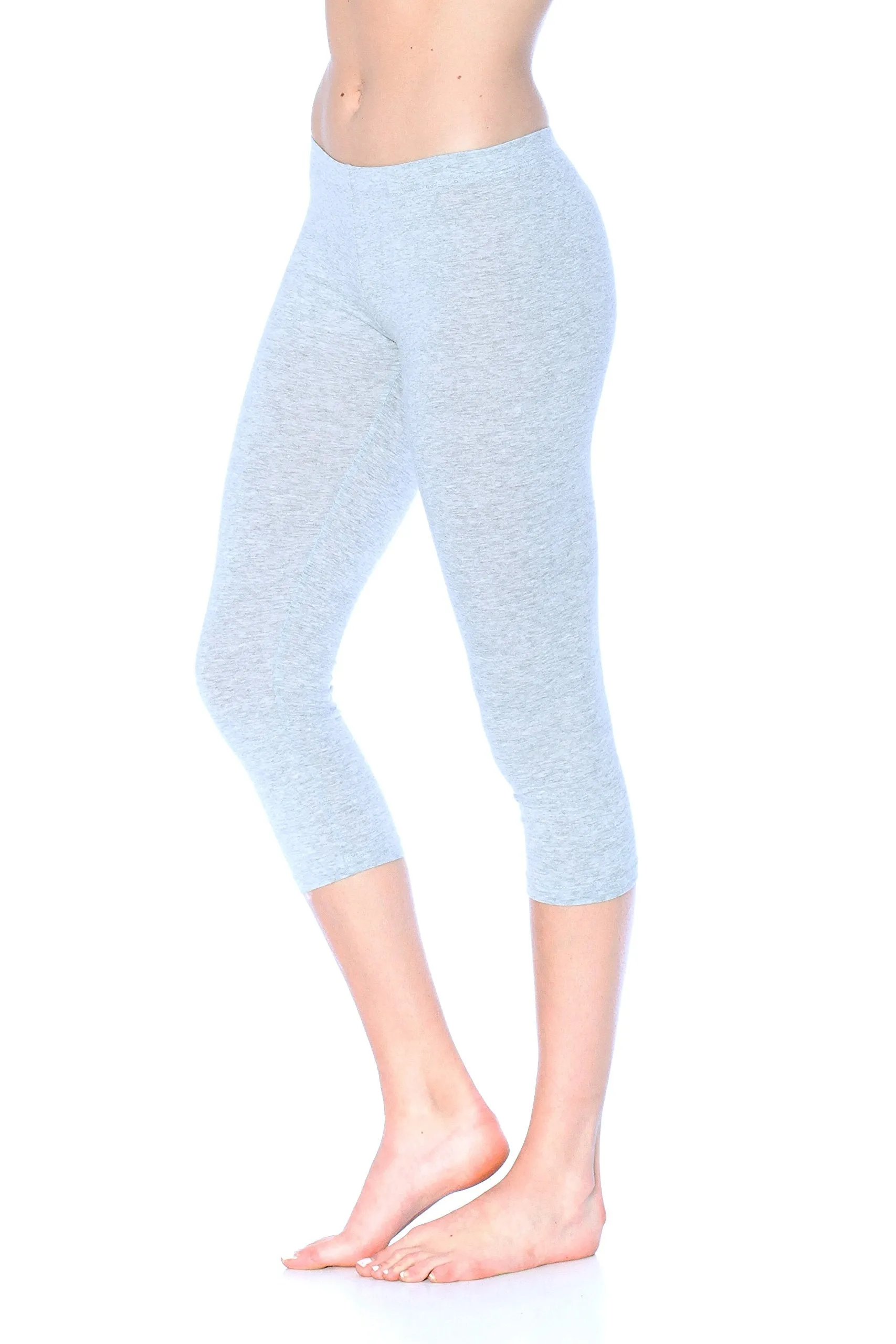 Khanomak Stretch Cotton Capri Crop Seamed Leggings Tights