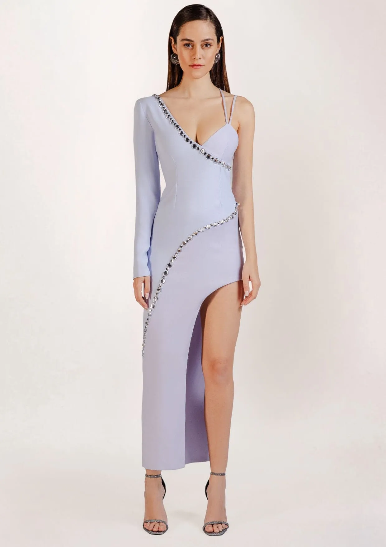 Leila Asymmetric Crystal Gown