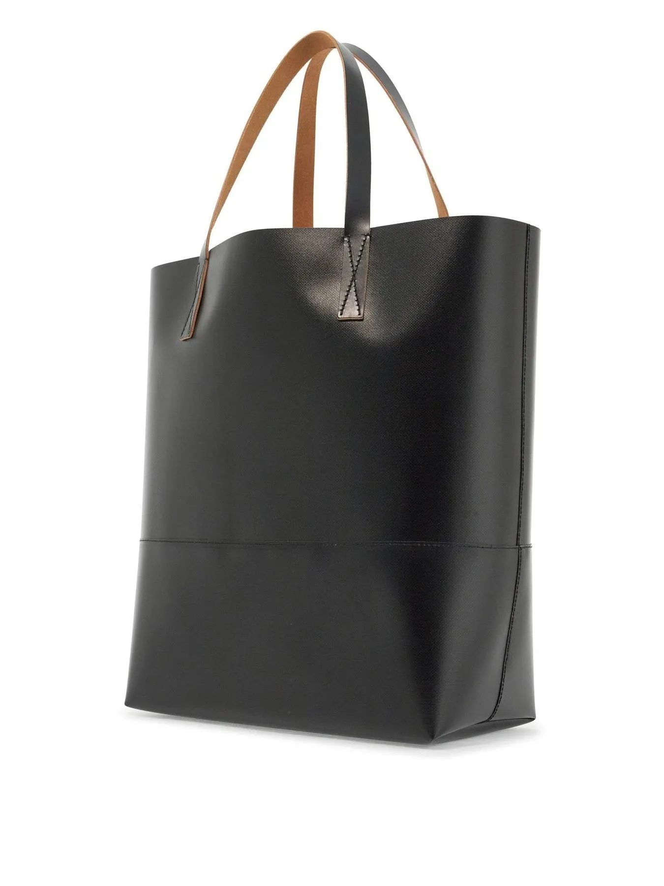 Logo Print Faux Leather Tote Bag