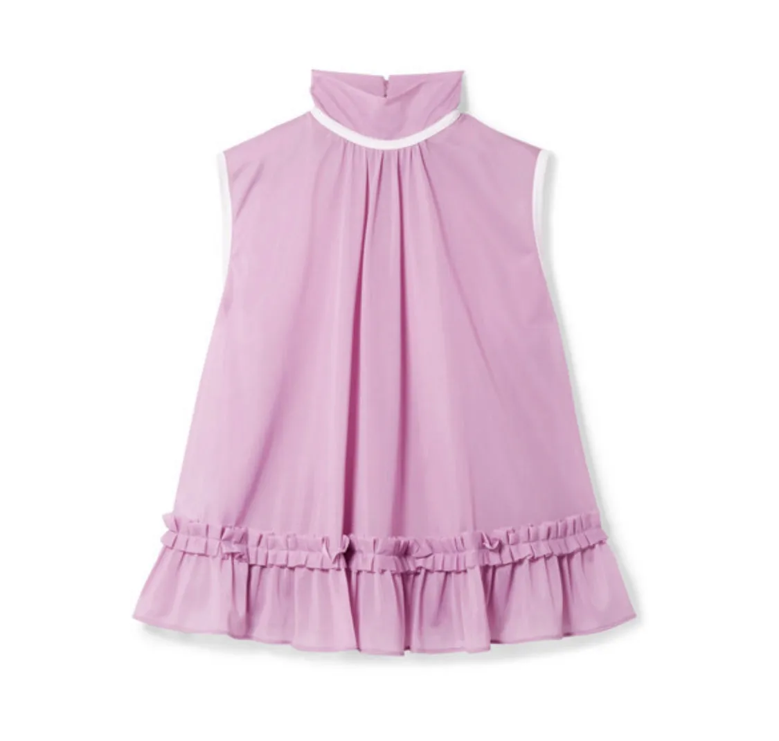 Miu Miu - Ruffled Satin-jersey Turtleneck Top - Lilac