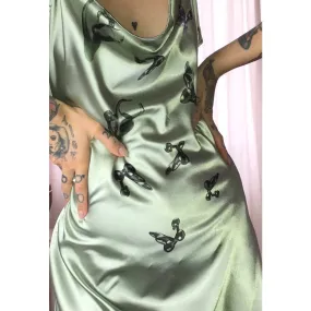 mothership satin slipdress in mint