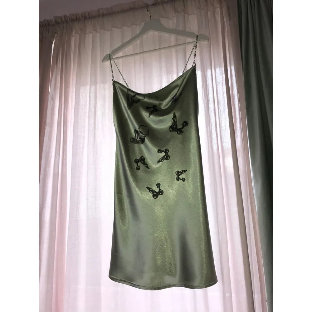 mothership satin slipdress in mint