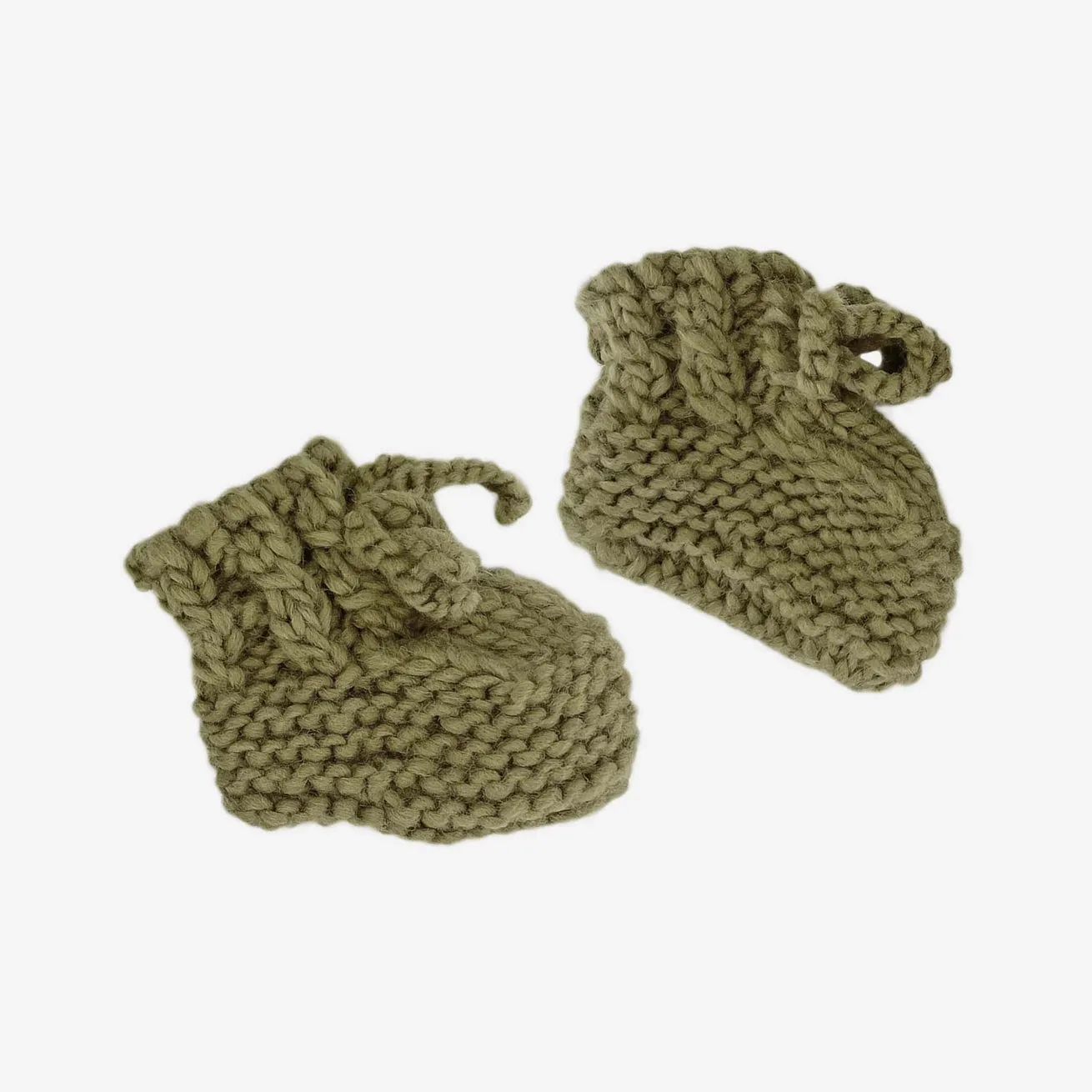 Olive Crocheted Knit Baby Booties