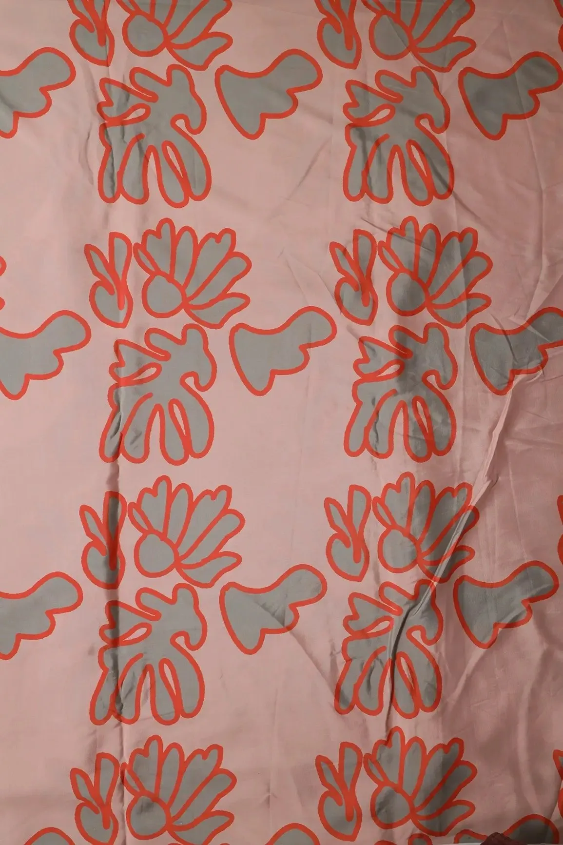 Pastel Peach And Orange Floral Pattern Digital Print On French Crepe Fabric