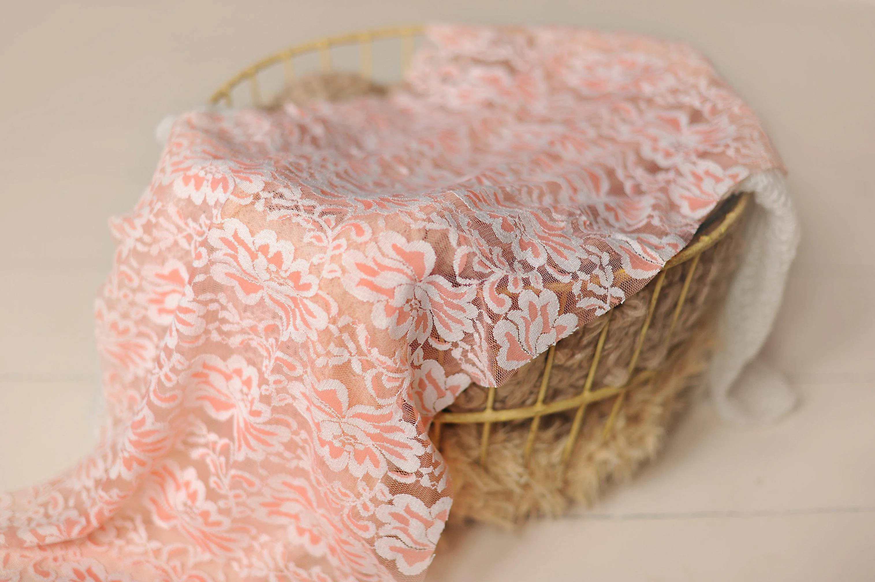 Peach and Cream Floral Stretch Lace Baby Wrap