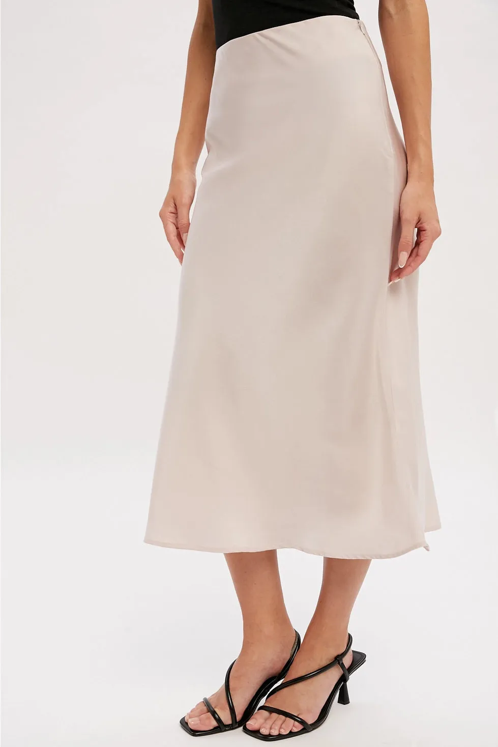 Pearl Satin Midi Skirt