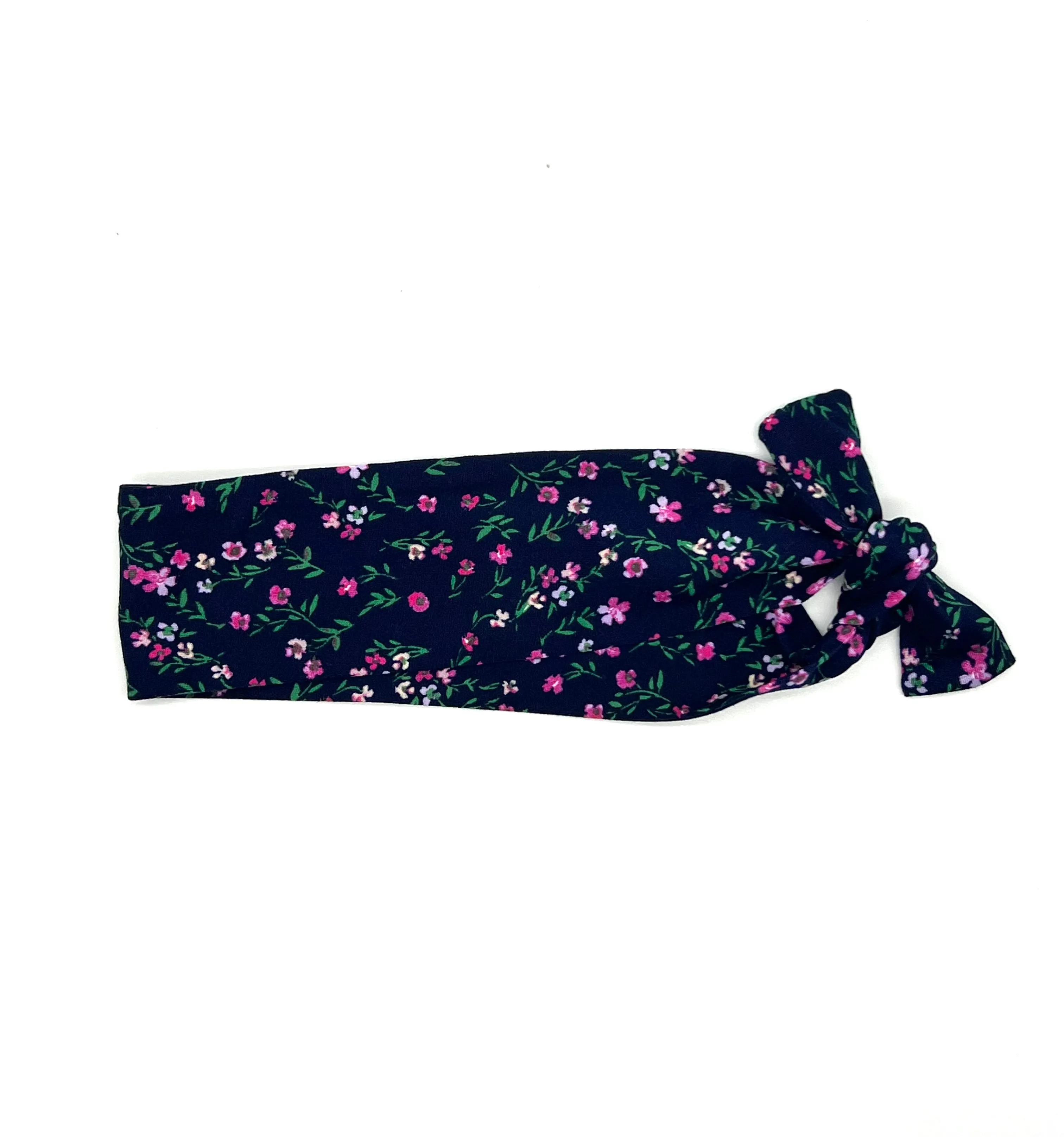 Pink Floral on Navy 2-inch headband