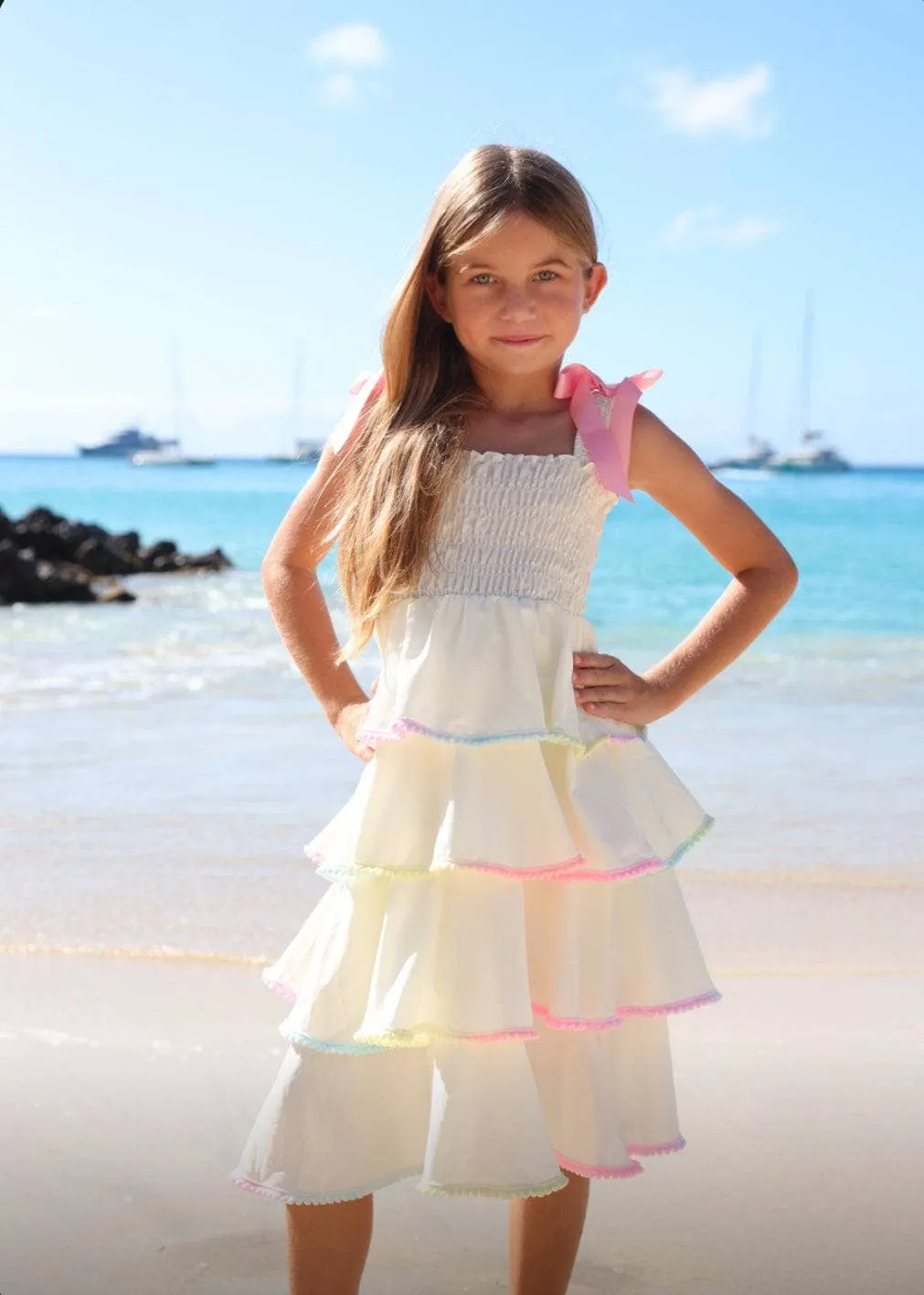 Rainbow Tiered Bow Dress