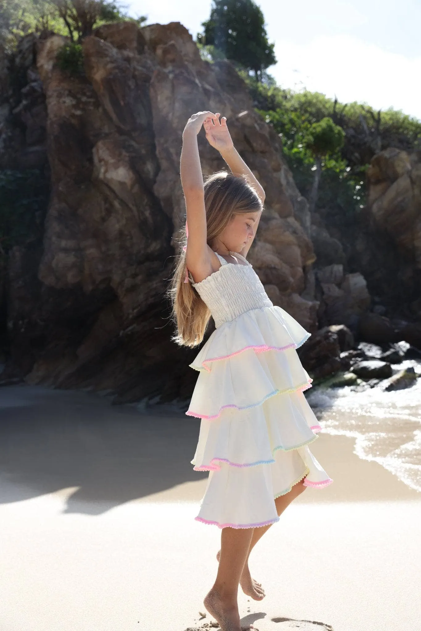 Rainbow Tiered Bow Dress