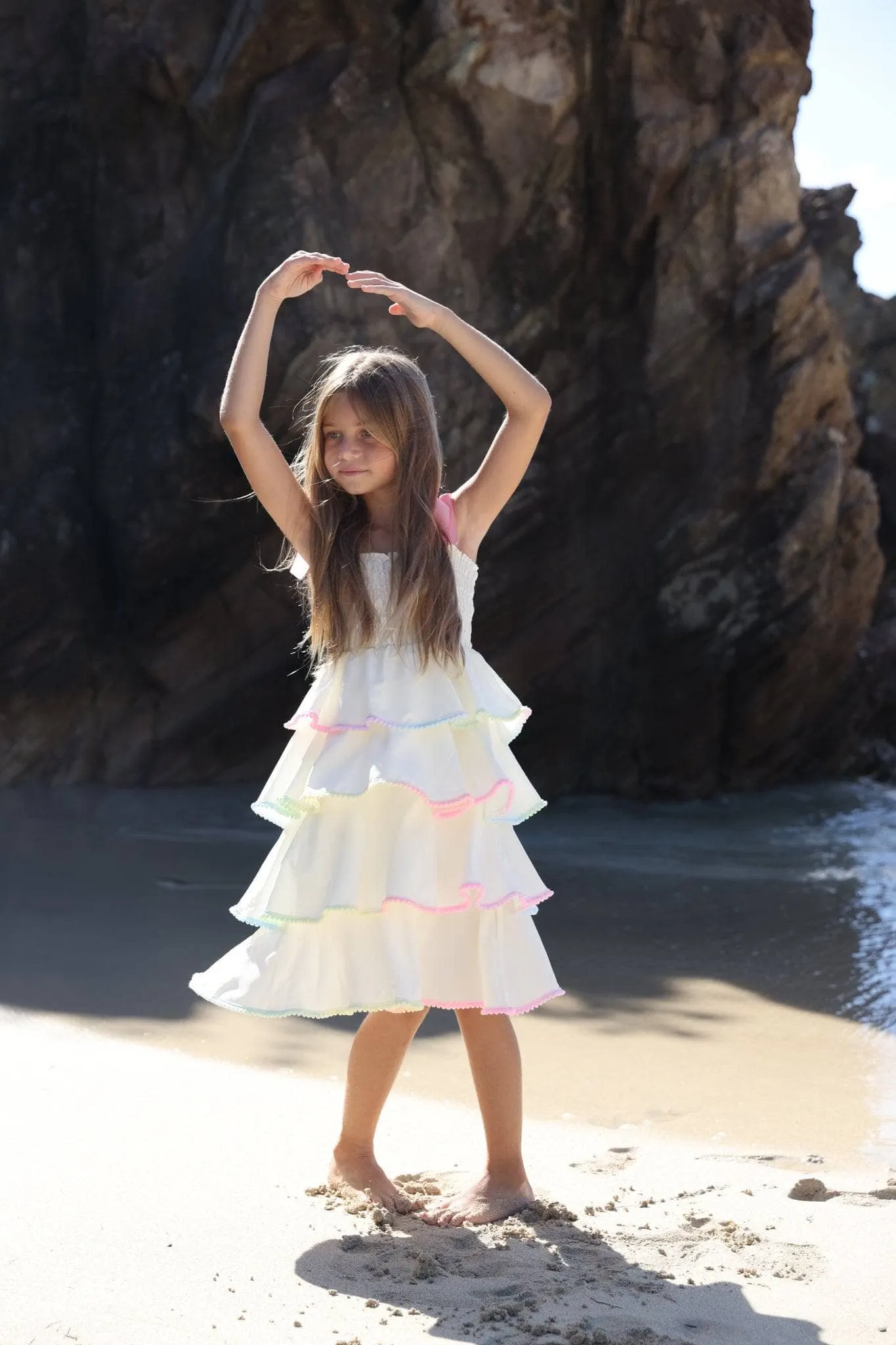 Rainbow Tiered Bow Dress